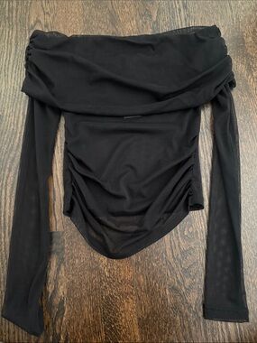 Off-Shoulder Black Long Sleeve Women's Top